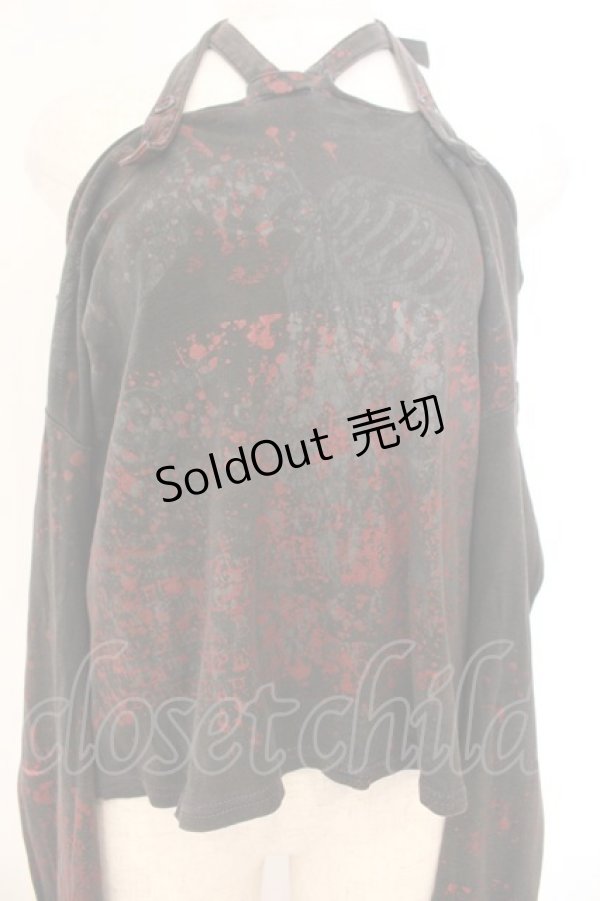 画像2: h.ANARCHY / スプラッシュプリントホルターカットソー  ブラック（色褪せによりグレー） O-26-01-22-075-HN-TO-IG-OS (2)