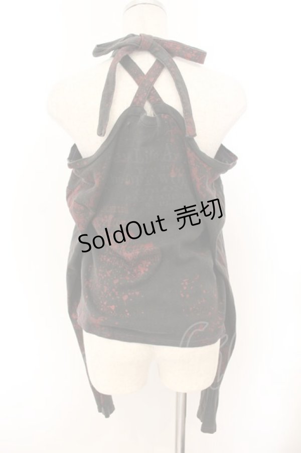 画像4: h.ANARCHY / スプラッシュプリントホルターカットソー  ブラック（色褪せによりグレー） O-26-01-22-075-HN-TO-IG-OS (4)