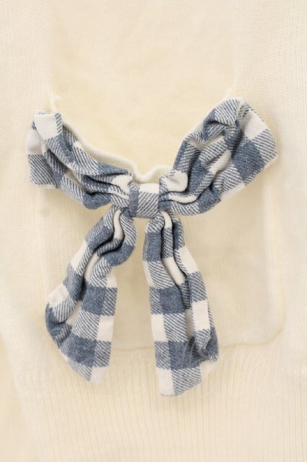 画像3: LIZ LISA / ギンガムチェックリボンカーディガン  オフ×ブルー O-26-01-22-007-LO-TO-IG-OS (3)