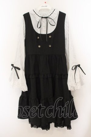 画像: axes femme POETIQUE / 姫袖風ジャンパースカートドッキングワンピース M クロ O-26-01-22-078-AX-OP-OW-OS