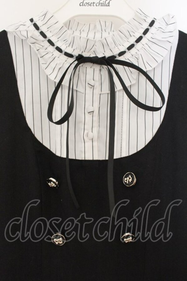 画像2: axes femme POETIQUE / 姫袖風ジャンパースカートドッキングワンピース M クロ O-26-01-22-078-AX-OP-OW-OS (2)