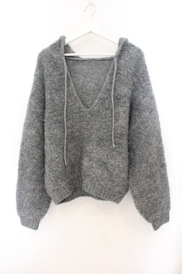 画像1: Fickle Bebe / オーバーニットフーディ F グレー O-26-01-22-079-0-TO-OW-OS (1)