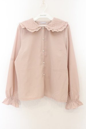 画像: axes femme POETIQUE / ハートチュールビッグ襟ブラウス M ピンク O-26-01-22-080-AX-BL-OW-OS