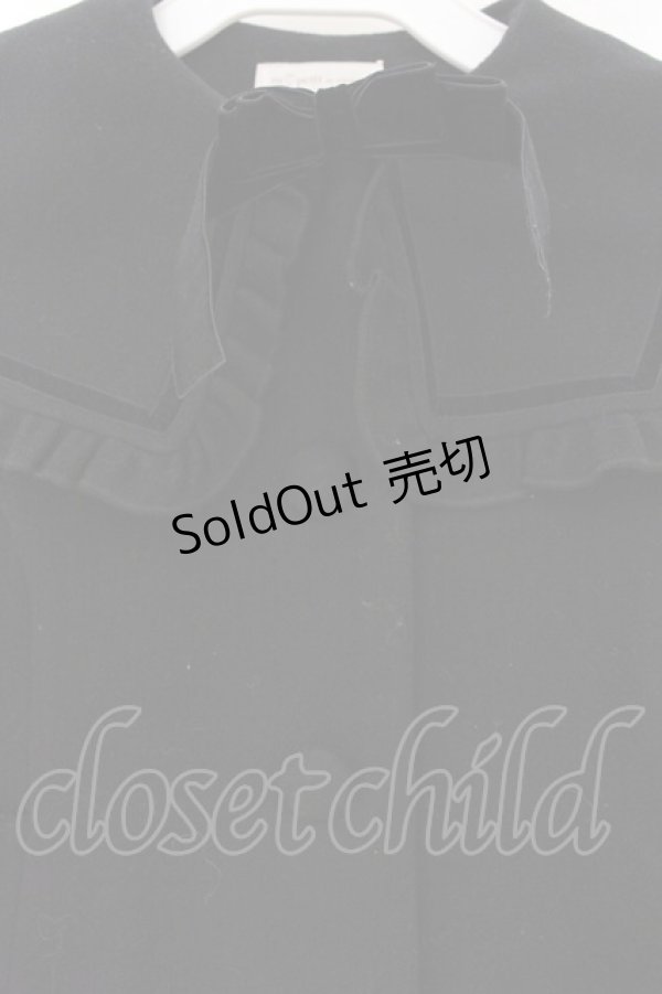 画像2: m petit by misako / セーラー襟ショートコート S クロ O-26-01-22-082-LO-CO-OW-OS (2)