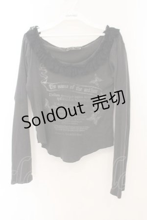 画像: h.naoto Blood / ラッセルレース英字カットソー  ブラック（色褪せによりグレー） O-26-01-22-088-HN-TO-IG-OS