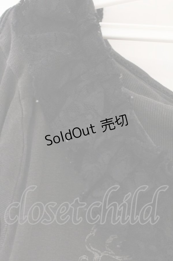 画像3: h.naoto Blood / ラッセルレース英字カットソー  ブラック（色褪せによりグレー） O-26-01-22-088-HN-TO-IG-OS (3)