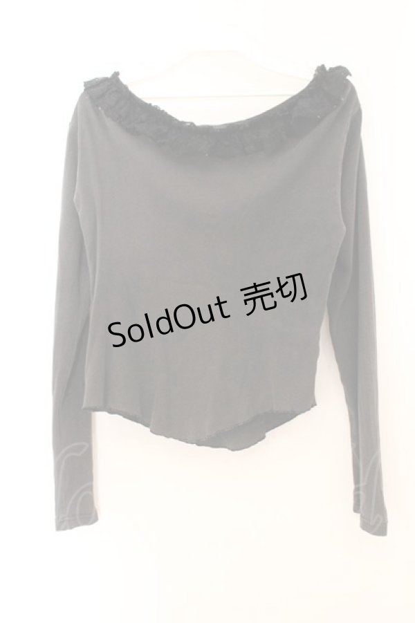 画像4: h.naoto Blood / ラッセルレース英字カットソー  ブラック（色褪せによりグレー） O-26-01-22-088-HN-TO-IG-OS (4)