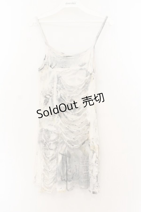 画像1: DARK RED  RUM / プリントダメージキャミソール  ホワイト× O-26-01-22-089-HN-TO-IG-OS (1)