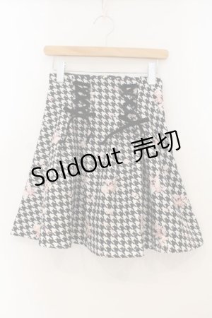 画像: LIZ LISA / 千鳥花柄タックスカート  クロ×シロ O-26-01-22-010-LO-SK-IG-OS