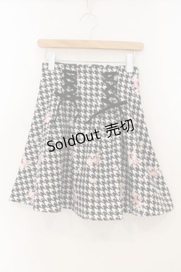 画像1: LIZ LISA / 千鳥花柄タックスカート  クロ×シロ O-26-01-22-010-LO-SK-IG-OS (1)