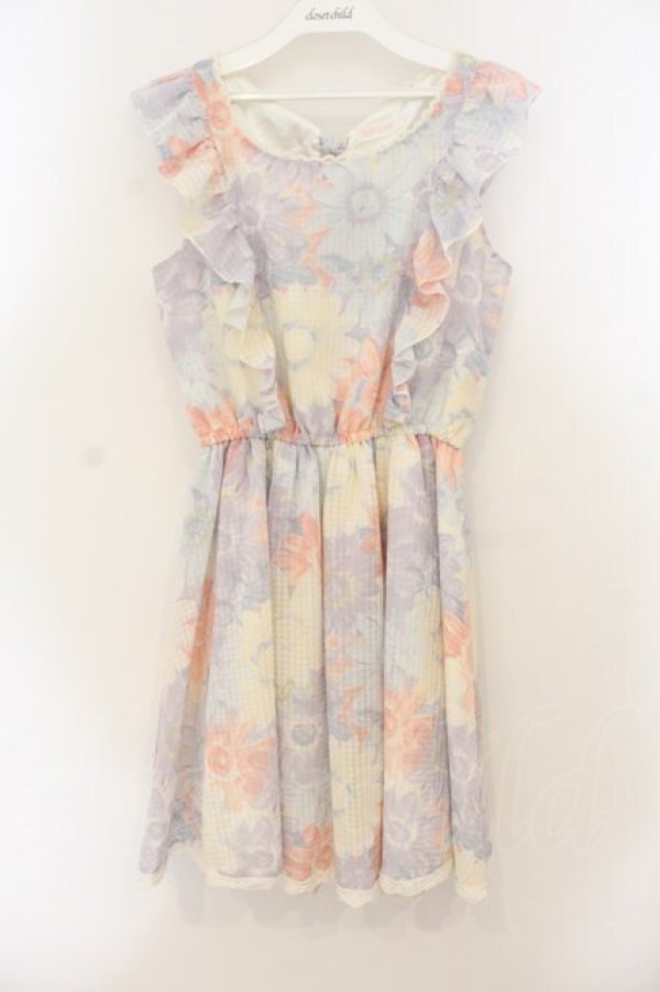 画像1: LIZ LISA / バックリボンフラワーワンピース  サックス O-26-01-22-011-LO-OP-IG-OS (1)