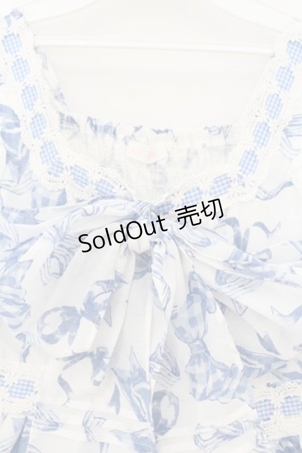 画像2: LIZ LISA / リボン柄ワンピース  シロ×サックス O-26-01-22-012-LO-OP-IG-OS (2)