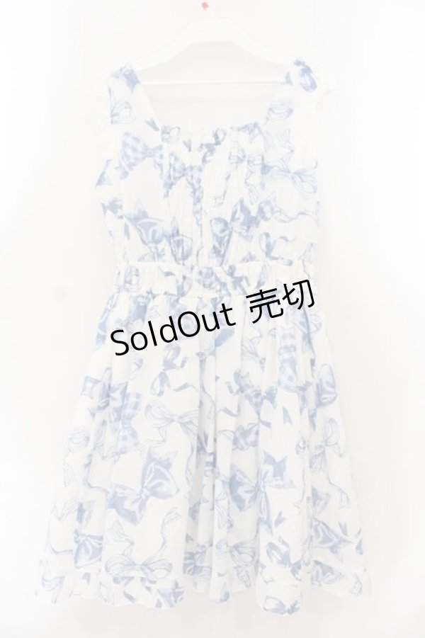 画像4: LIZ LISA / リボン柄ワンピース  シロ×サックス O-26-01-22-012-LO-OP-IG-OS (4)