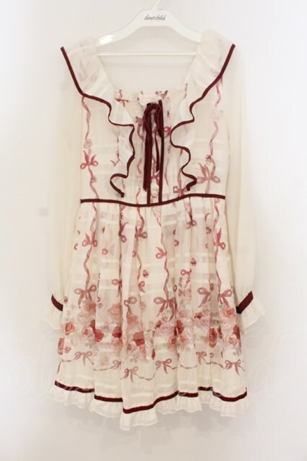 画像1: LIZ LISA / イングリッシュローズワンピース  オフシロ×アカ O-26-01-22-018-LO-OP-IG-OS (1)