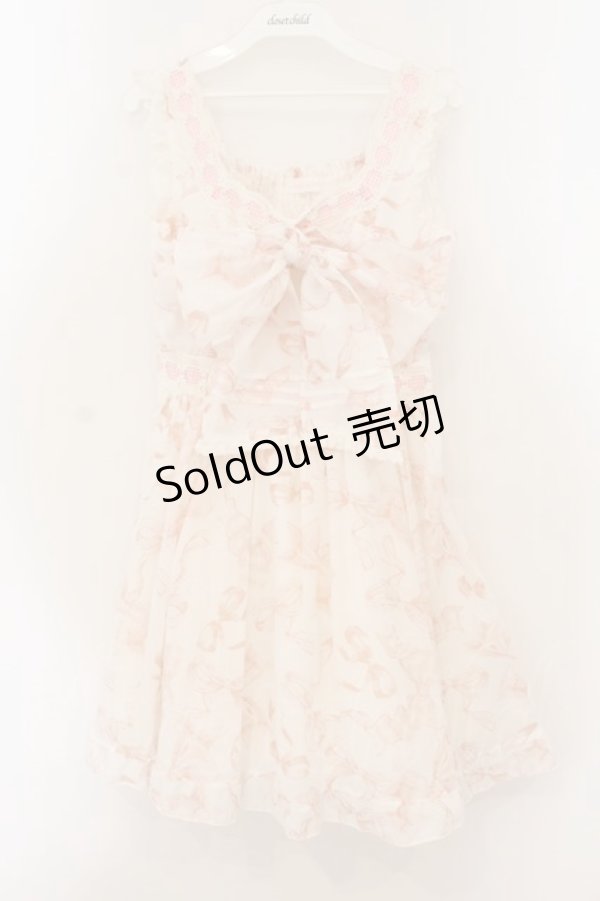 画像1: LIZ LISA / リボン柄ワンピース  シロ×ピンク O-26-01-22-023-LO-OP-IG-OS (1)