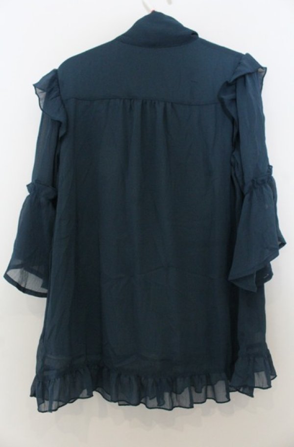 画像2: axes femme / シアーフリルボータイブラウス F グリーン O-26-01-23-048-AX-BL-OW-ZT188 (2)