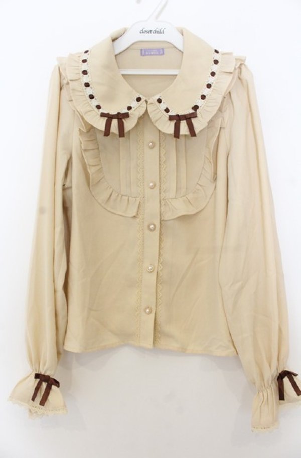 画像1: axes femme kawaii / 梯子レース丸襟ブラウス M ベージュ O-26-01-23-050-AX-BL-OW-OS (1)