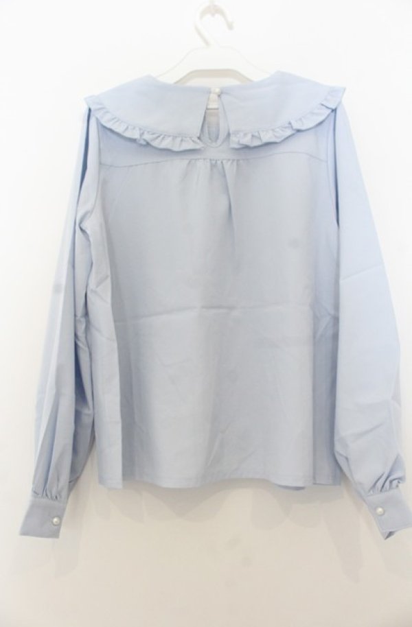 画像2: axes femme POETIQUE / アイスクリスタル刺繍ブラウス M サックス O-26-01-23-051-AX-BL-OW-OS (2)