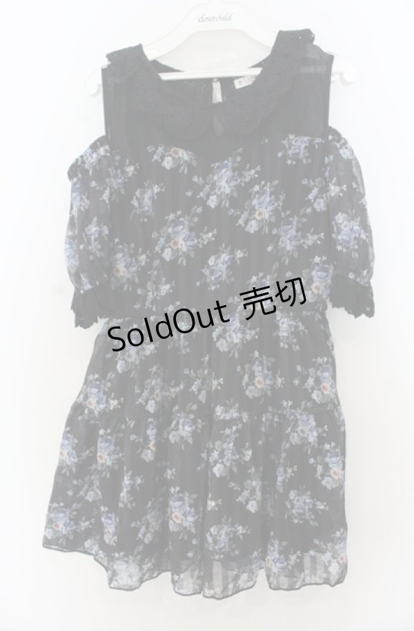 画像1: axes femme / 花柄シアーチェックミニワンピース M クロ O-26-01-23-058-0-OP-OW-OS (1)