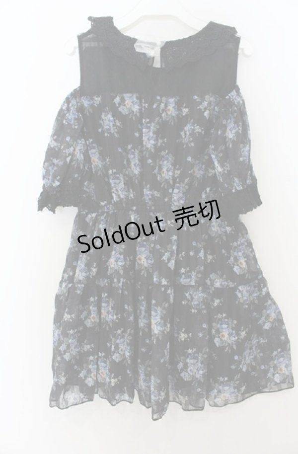 画像2: axes femme / 花柄シアーチェックミニワンピース M クロ O-26-01-23-058-0-OP-OW-OS (2)