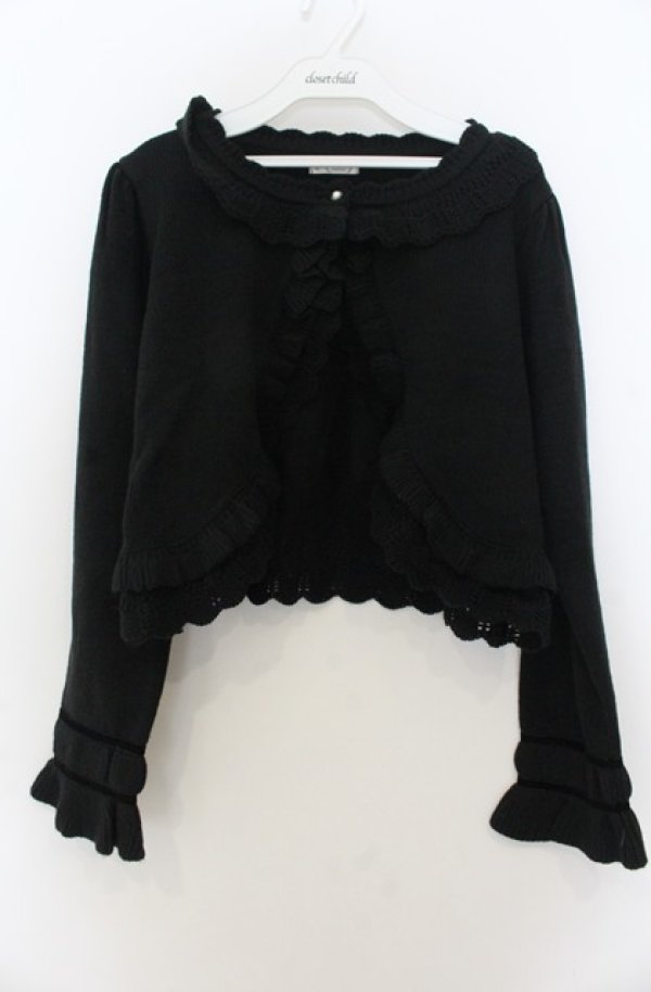 画像1: axes femme / フリルニットボレロ F クロ O-26-01-23-059-AX-TO-OW-OS (1)