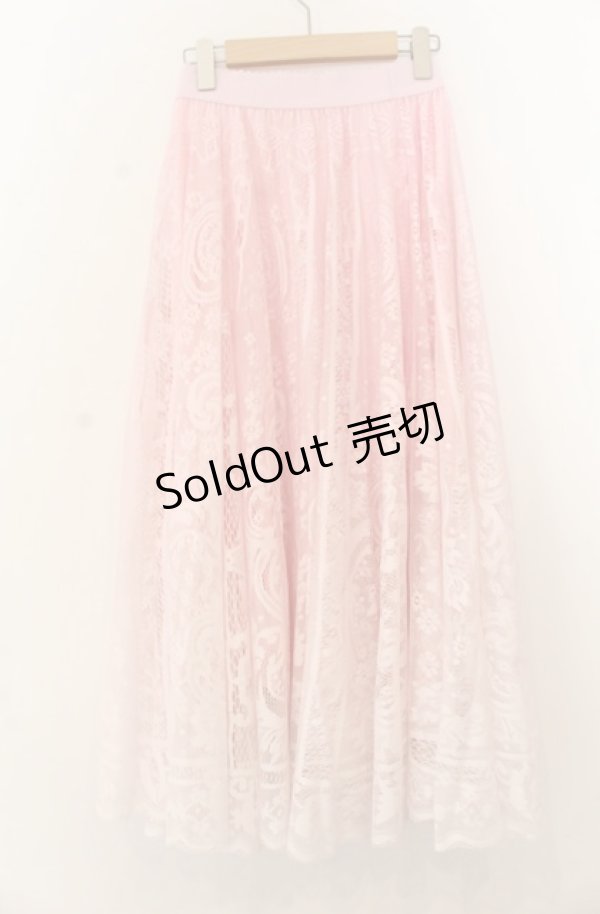 画像2: axes femme / グラデレースサーキュラースカート F ピンク O-26-01-23-011-AX-SK-OW-OS (2)
