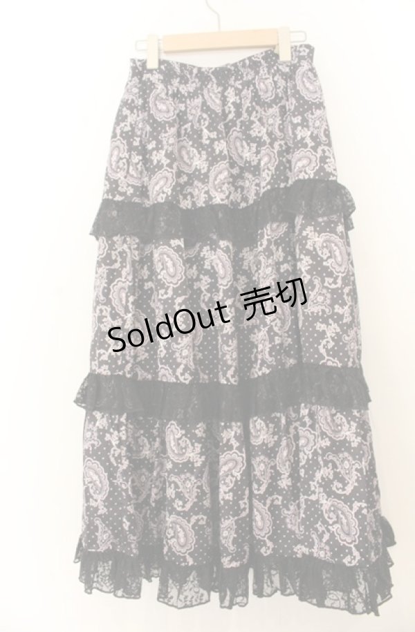 画像2: axes femme NOSTALGIE / ペイズリー柄フリルスカート F クロ O-26-01-23-012-AX-SK-OW-OS (2)