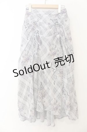 画像: axes femme / ロージーチェックドロストスカート F グレー O-26-01-23-013-AX-SK-OW-ZT608