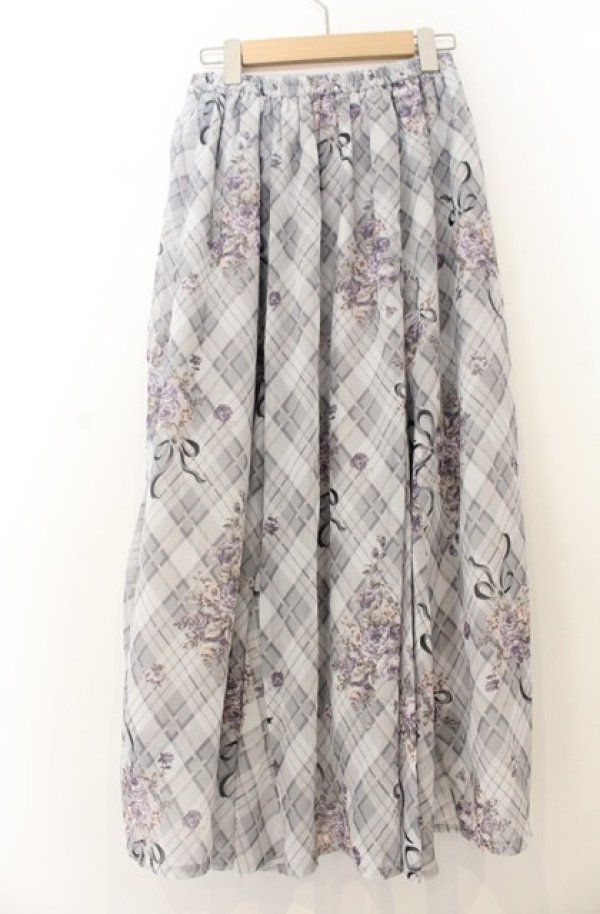 画像2: axes femme / ロージーチェックドロストスカート F グレー O-26-01-23-013-AX-SK-OW-OS (2)