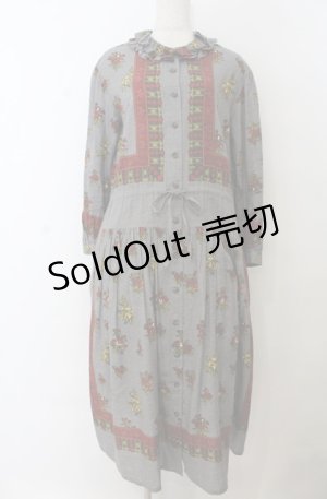 画像: Jane Marple Dans Le Salon / Flowers of Jouy scarf Agathaドレス M グレー O-26-01-23-020-JM-OP-OW-OS