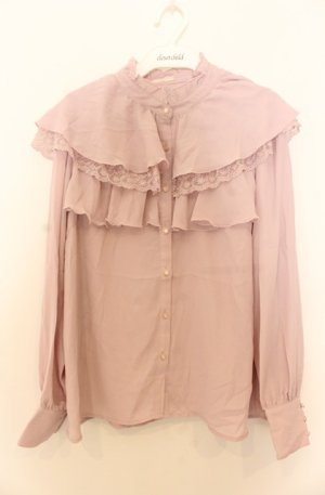 画像: axes femme POETIQUE / ケープデザインフリルブラウス M ピンク O-26-01-23-027-AX-BL-OW-OS