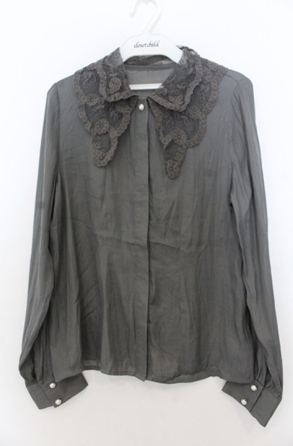 画像1: an another angelus / レースヨーク衿ブラウス F グリーン O-26-01-23-033-CA-BL-OW-OS (1)