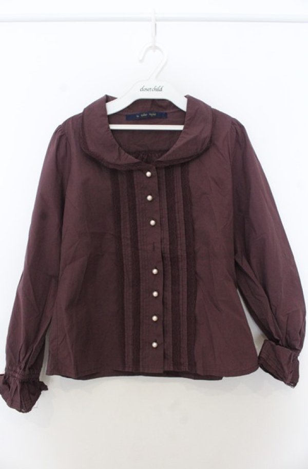 画像1: an another angelus / ピンタックパールボタンブラウス F ワイン O-26-01-23-034-CA-BL-OW-OS (1)