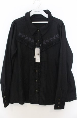 画像: axes femme / バラ刺繍入りシャツ L クロ O-26-01-23-039-AX-BL-OW-OS