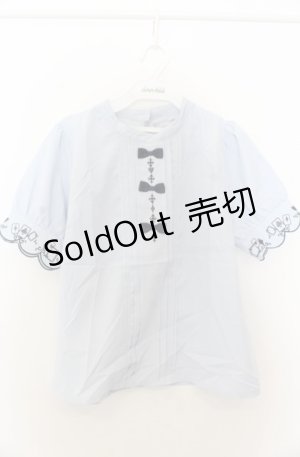 画像: axes femme POETIQUE / トランプ刺繍プチリボンブラウス M サックス O-26-01-23-043-AX-BL-OW-ZT181