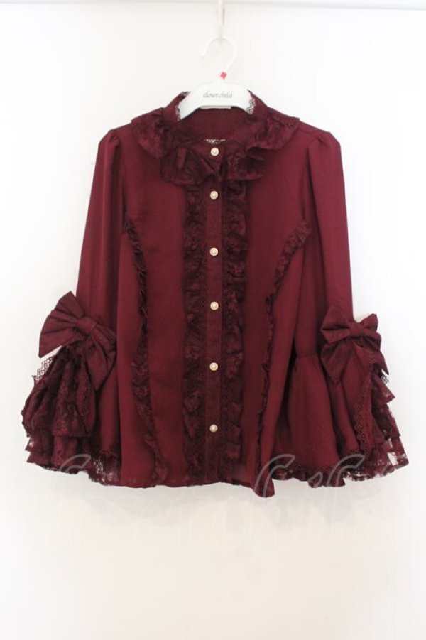 画像1: Chalmiere / 姫袖7分丈ブラウス M ワイン O-26-01-24-030-0-BL-OW-OS (1)