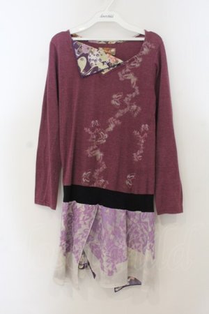 画像: gouk / ニット楊柳切り替えワンピース  パープル系 O-26-01-24-004-GO-OP-IG-OS