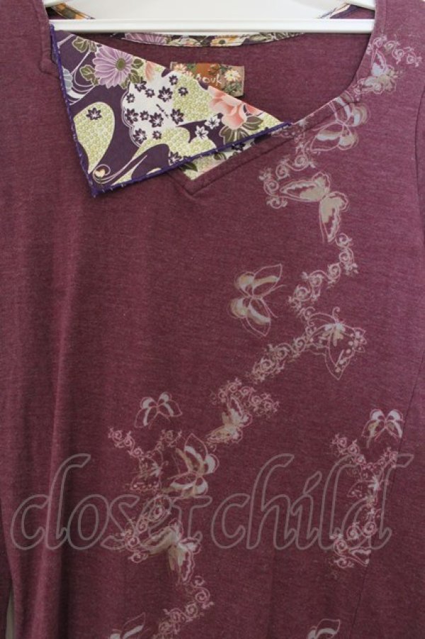 画像2: gouk / ニット楊柳切り替えワンピース  パープル系 O-26-01-24-004-GO-OP-IG-OS (2)