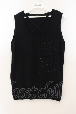 画像: COMMO ROUGE / ロゴビーズニットタンク  ブラック O-26-01-24-035-PU-TO-IG-ZT010