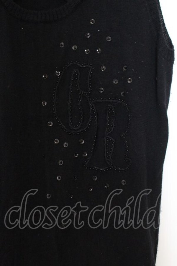 画像2: COMMO ROUGE / ロゴビーズニットタンク  ブラック O-26-01-24-035-PU-TO-IG-ZT010 (2)
