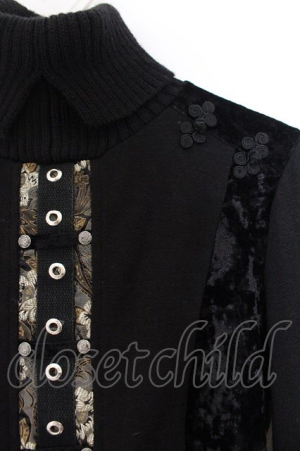 画像2: Ozz On / ベロア切り替えハイネックニット  ブラック O-26-01-24-036-OO-TO-IG-OS (2)