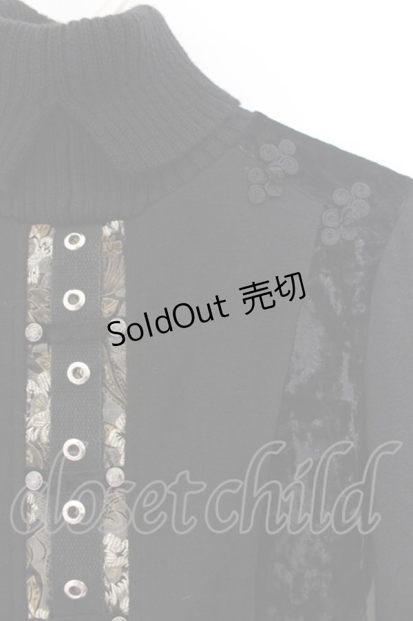 画像2: Ozz On / ベロア切り替えハイネックニット  ブラック O-26-01-24-036-OO-TO-IG-OS (2)