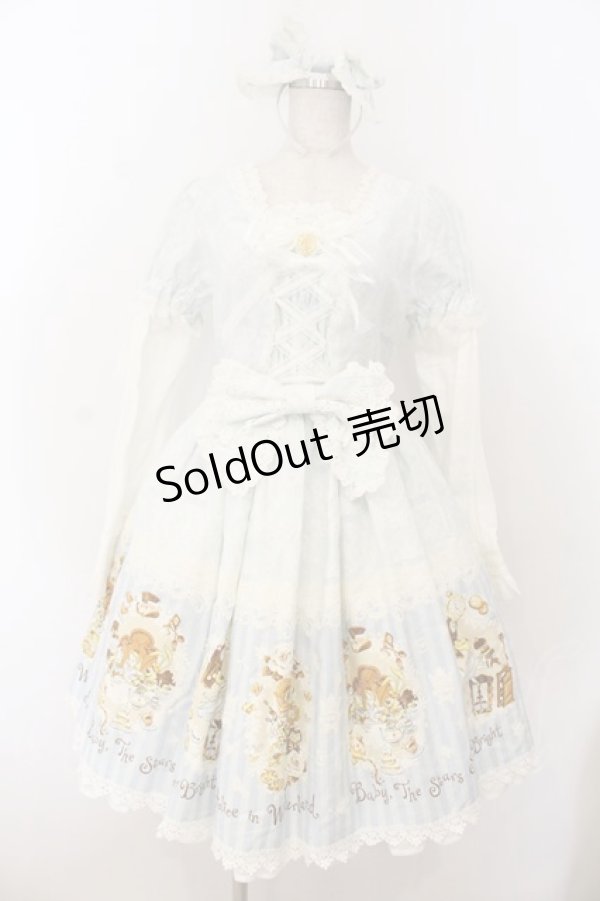 画像1: BABY,THE STARS SHINE BRIGHT / 不思議の国のアリス 付け襟・カチューシャ付きドレス  サックス O-26-01-24-056-BA-OP-IG-OS (1)