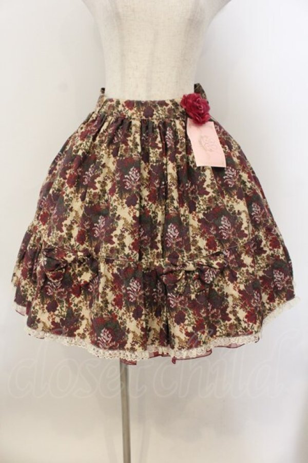 画像1: metamorphose / ゴブランブーケ後ろバッスルスカート  えんじ O-26-01-24-057-ME-SK-IG-OS (1)