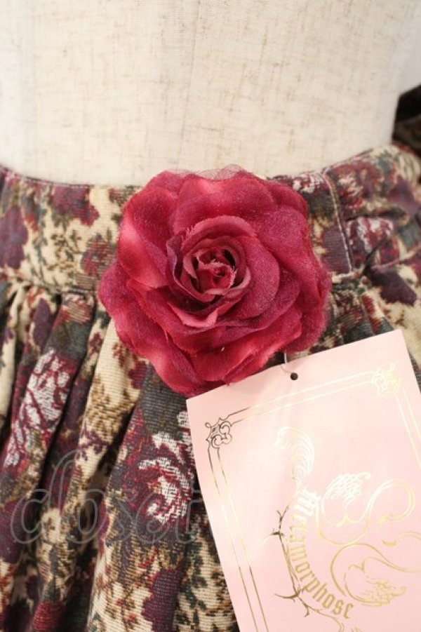 画像3: metamorphose / ゴブランブーケ後ろバッスルスカート  えんじ O-26-01-24-057-ME-SK-IG-OS (3)