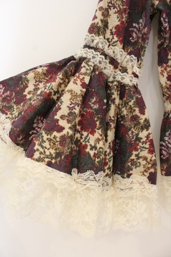 画像4: metamorphose / ゴブランブーケラッパ袖ブラウス  えんじ O-26-01-24-074-ME-BL-IG-OS (4)