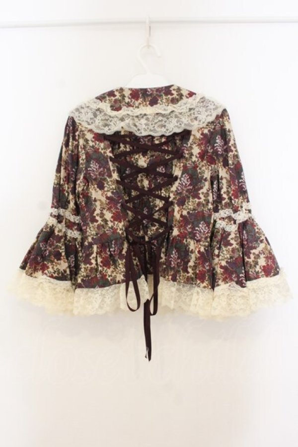 画像5: metamorphose / ゴブランブーケラッパ袖ブラウス  えんじ O-26-01-24-074-ME-BL-IG-OS (5)