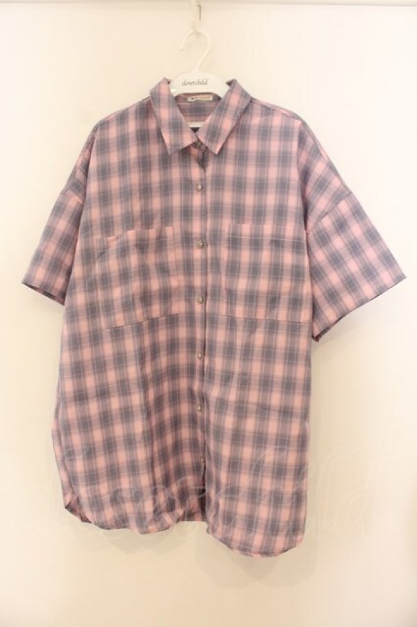 画像1: axes femme / オーバーチェックシャツ F ピンク O-26-01-24-081-AX-BL-OW-ZT007 (1)