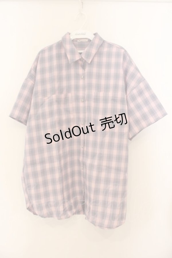 画像1: axes femme / オーバーチェックシャツ F ピンク O-26-01-24-081-AX-BL-OW-ZT007 (1)