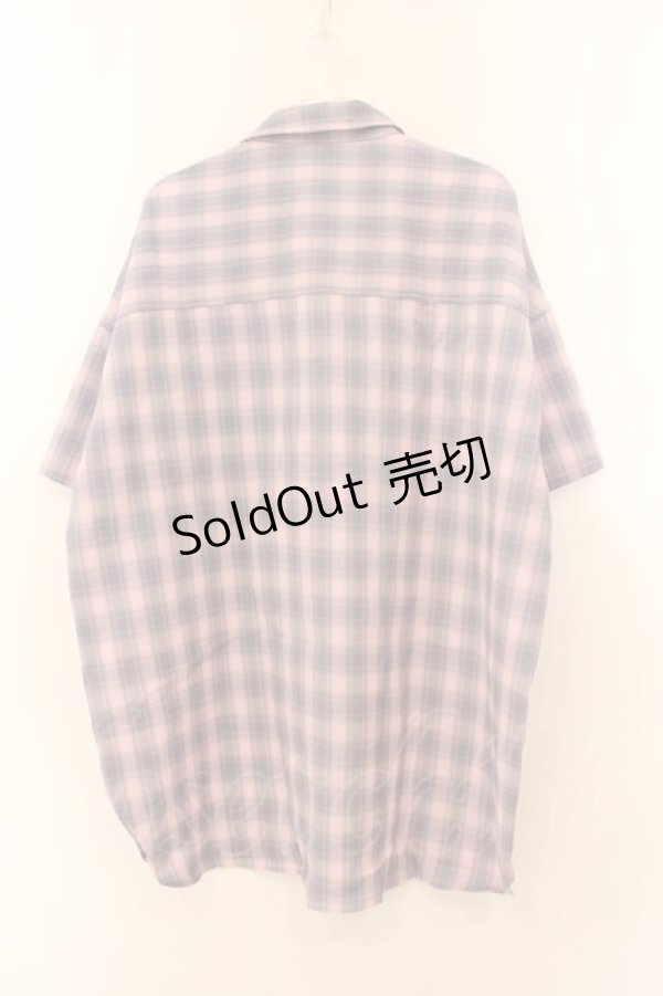 画像2: axes femme / オーバーチェックシャツ F ピンク O-26-01-24-081-AX-BL-OW-ZT007 (2)